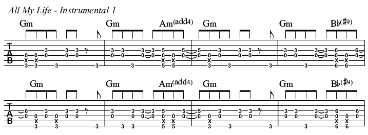 All My Life TAB, instrumental 1.