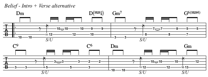 Belief TAB, intro and verse alternative.