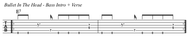 Bullet In The Head TAB, bass intro.