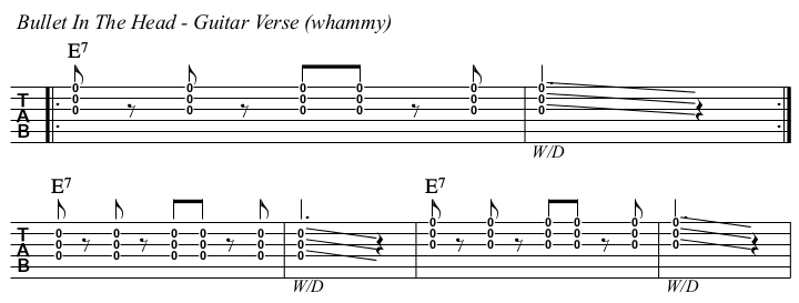 Bullet In The Head TAB, verse guitar.