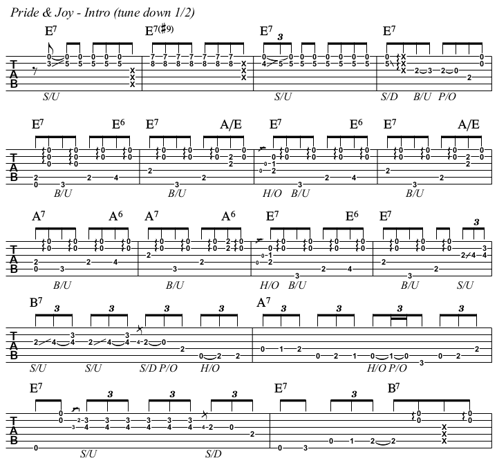 Pride & Joy TAB, intro.