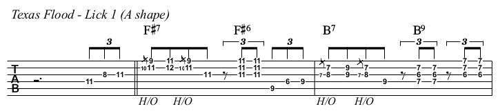 Texas Flood TAB, lick 1 - A shape.