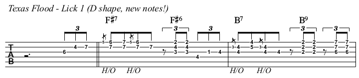 Texas Flood TAB, lick 1 - D shape.
