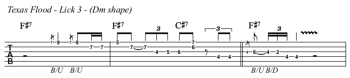 Texas Flood TAB, lick 3 - Dm shape.