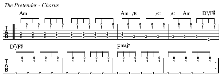 The Pretender Guitar Lesson with TAB, chorus.