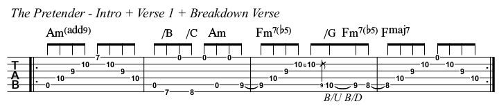 The Pretender Guitar Lesson with TAB, intro and verse 1.