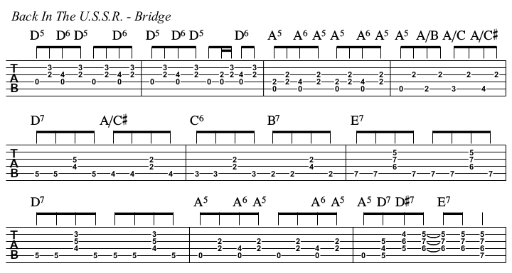 Back In The U.S.S.R. TAB, bridge.