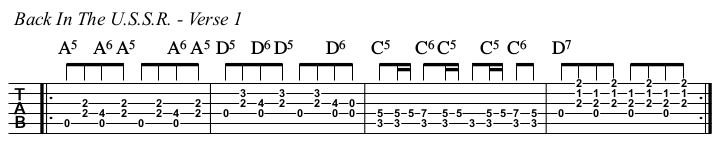 Back In The U.S.S.R. TAB, verse 1.