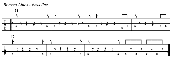Blurred Lines TAB, bass.