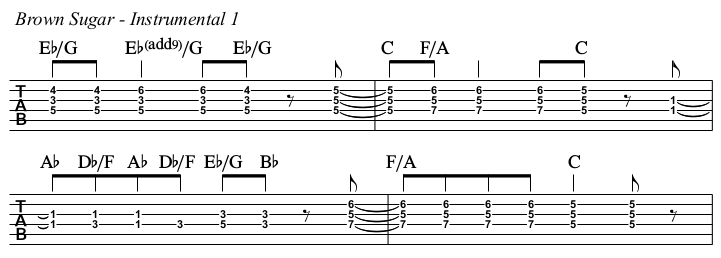 Brown Sugar TAB, instrumental 1.