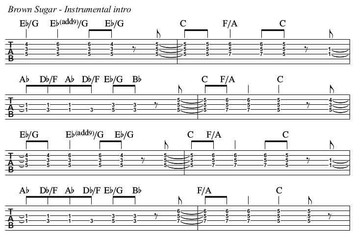 Brown Sugar TAB, instrumental intro.