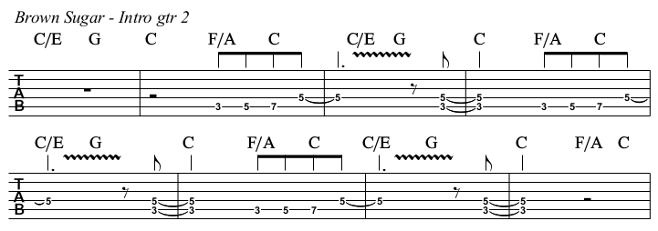 Brown Sugar TAB, intro guitar 2.