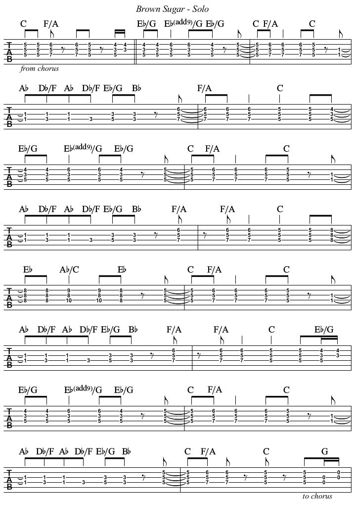 Brown Sugar TAB, solo.
