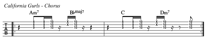 California Gurls TAB, chorus.