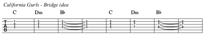 California Gurls TAB, bridge.