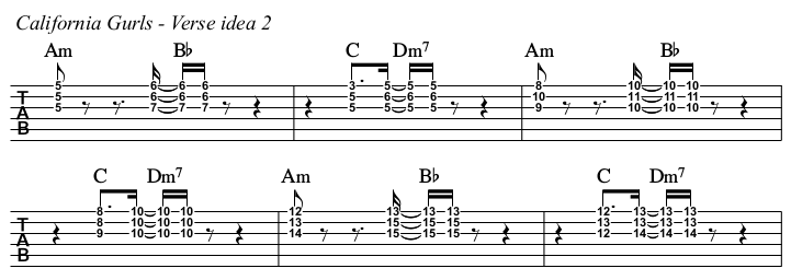 California Gurls TAB, verse idea 2.