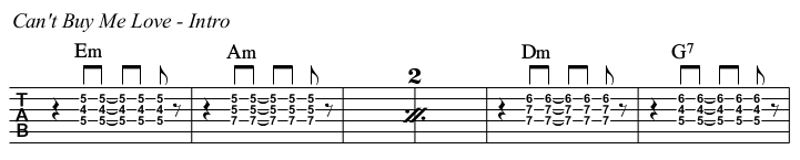 Can't Buy Me Love TAB, intro.