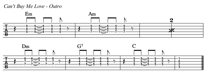 Can't Buy Me Love TAB, outro.