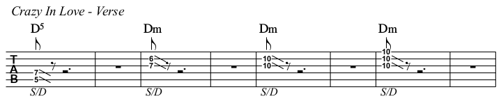 Crazy In Love TAB, verse.
