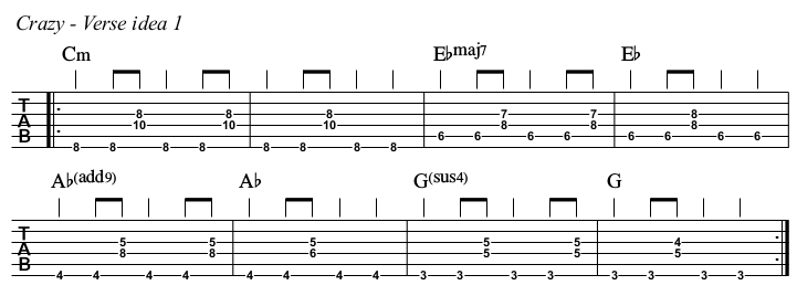 Crazy TAB, verse idea 1.