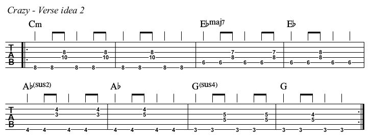 Crazy TAB, verse idea 2.