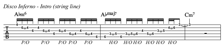 Disco Inferno TAB, Intro string line.