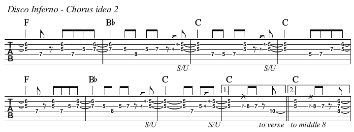 Disco Inferno TAB, chorus idea 2.
