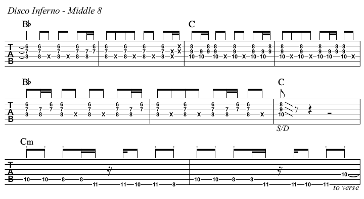 Disco Inferno TAB, middle 8.