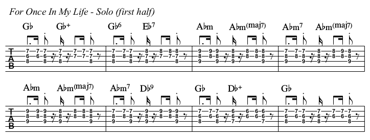 For Once In My Life TAB, solo first half.