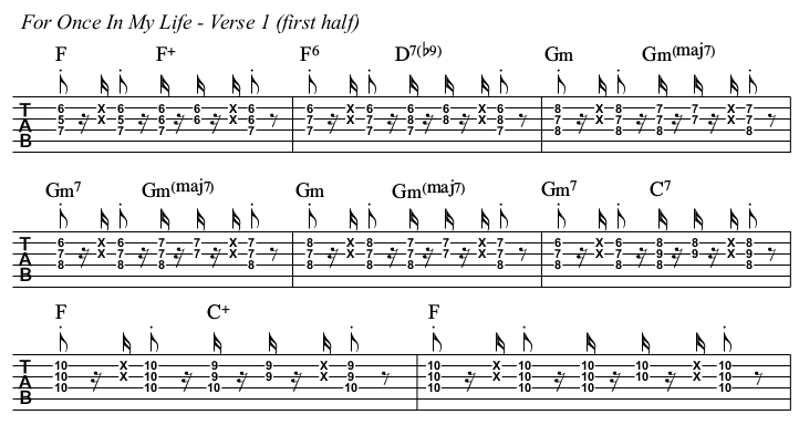 For Once In My Life TAB, verse 1 first half.