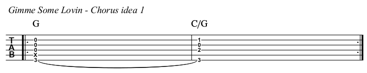 Gimme Some Lovin' TAB, chorus idea 1.