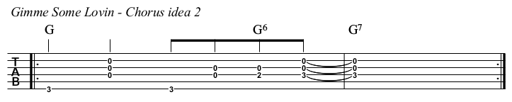 Gimme Some Lovin' TAB, chorus idea 2.