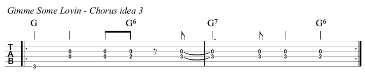 Gimme Some Lovin' TAB, chorus idea 3.