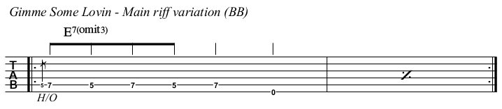 Gimme Some Lovin' TAB, main riff (Blues Brothers).