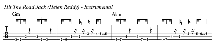 Hit The Road Jack Helen Reddy version TAB, instrumental.