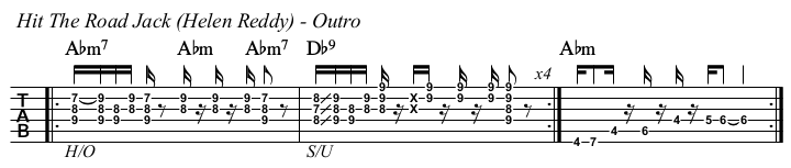 Hit The Road Jack Helen Reddy version TAB, outro.