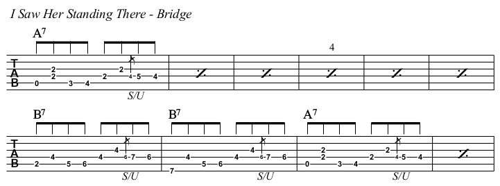 I Saw her Standing There TAB, bridge.