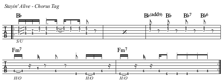 Stayin' Alive TAB, chorus tag.
