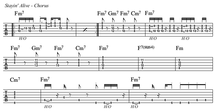 Stayin' Alive TAB, chorus.