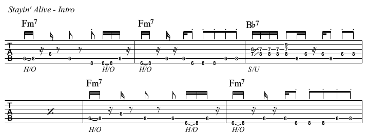 Stayin' Alive TAB, intro.