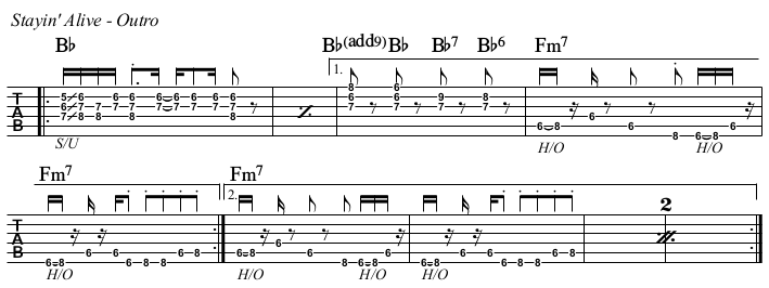 Stayin' Alive TAB, outro.