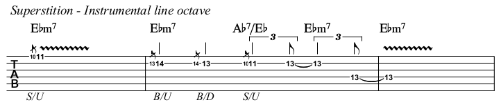 Superstition TAB, instrumental octave.