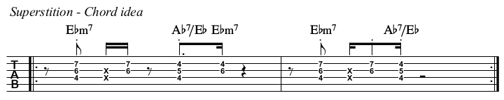Superstition TAB, chord idea.