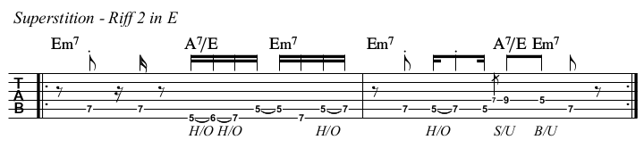 Superstition TAB, riff 2 in E.
