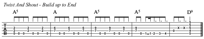 Twist And Shout TAB, build up to end