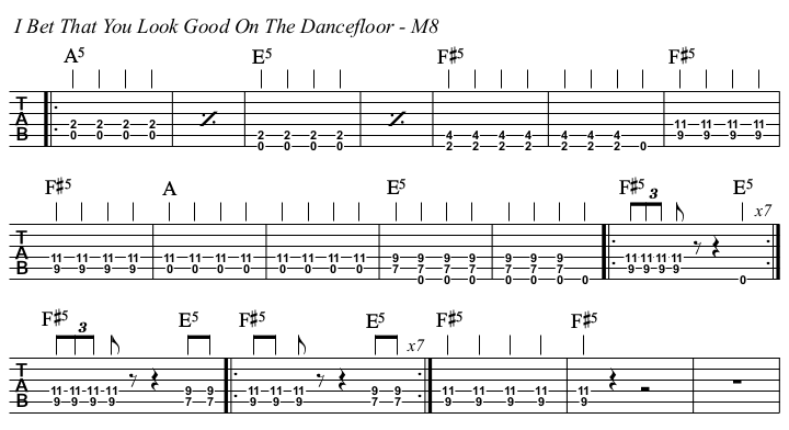 I Bet That You Look Good On The Dancefloor TAB, middle 8.
