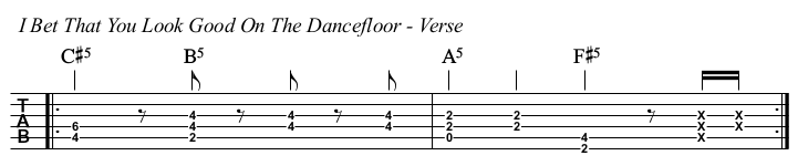 I Bet That You Look Good On The Dancefloor TAB, verse.