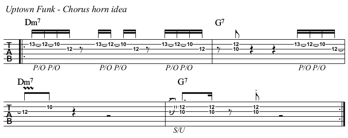 Uptown Funk TAB, chorus horn idea 1.