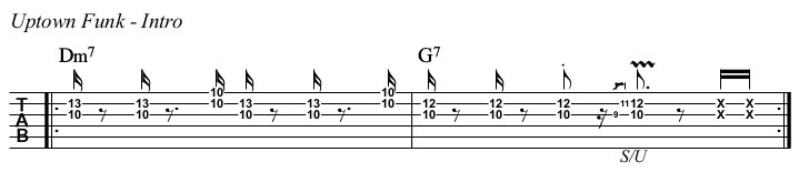 Uptown Funk TAB, intro.