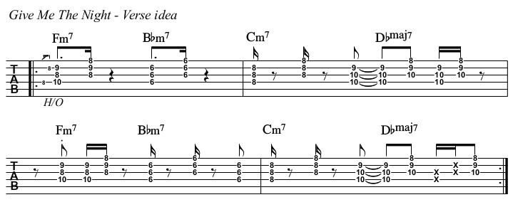 Give Me The Night TAB, verse idea.